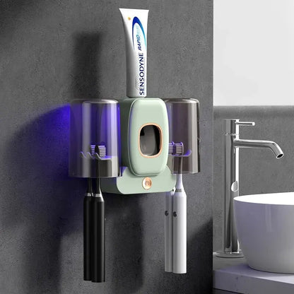 BowLift | UV Toothbrush Holder PureBrush UV | Sterilization with UV Light | Automatic Toothpaste Dispenser | Wall Mounting Without Drilling