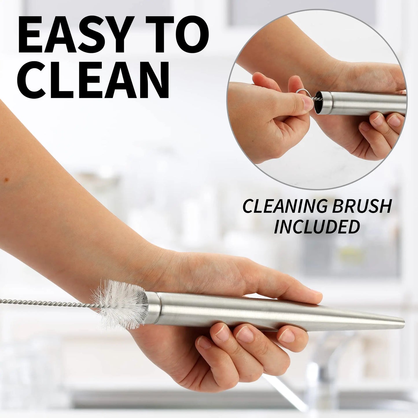 Flavora Marinade Injector | With 2 Needles & Cleaning Brush | For liquid & viscous marinades | Stainless Steel & Silicone
