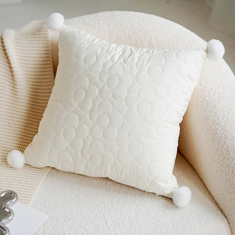 Green & Pink Tulip Embroidered Pillow Cover | Bowlift