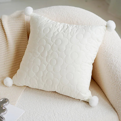 Green & Pink Tulip Embroidered Pillow Cover | Bowlift