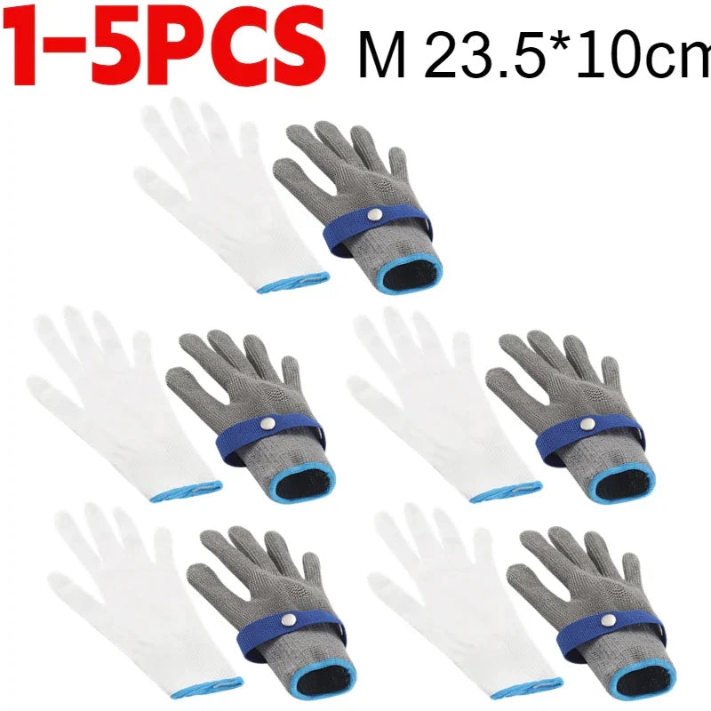 Stainless steel cut-resistant gloves - Anti-cut, wire metal mesh hand protection for slaughtering, gardening and work safety