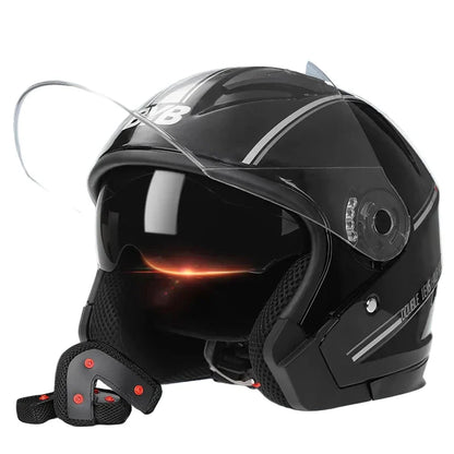 Skanto | Retro 3/4 Open-Face Motorcycle Helmet with Dual Visor – AeroRide