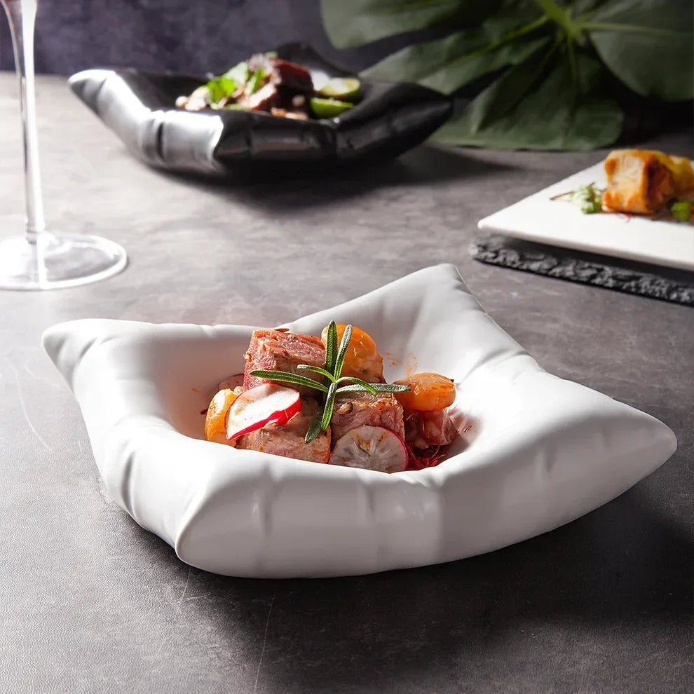 Ceramic Artistic Pillow-Shaped Matte Plate