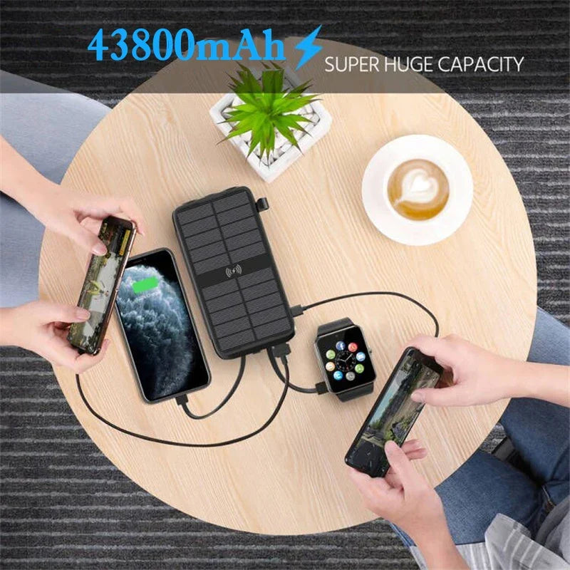 BowLift | Solar Powerbank VoltCore X Pro 43800mAh | 20W Fast Charging | 10W Wireless Charging | Integrated Cables & LED Lamp | Outdoor & Travel
