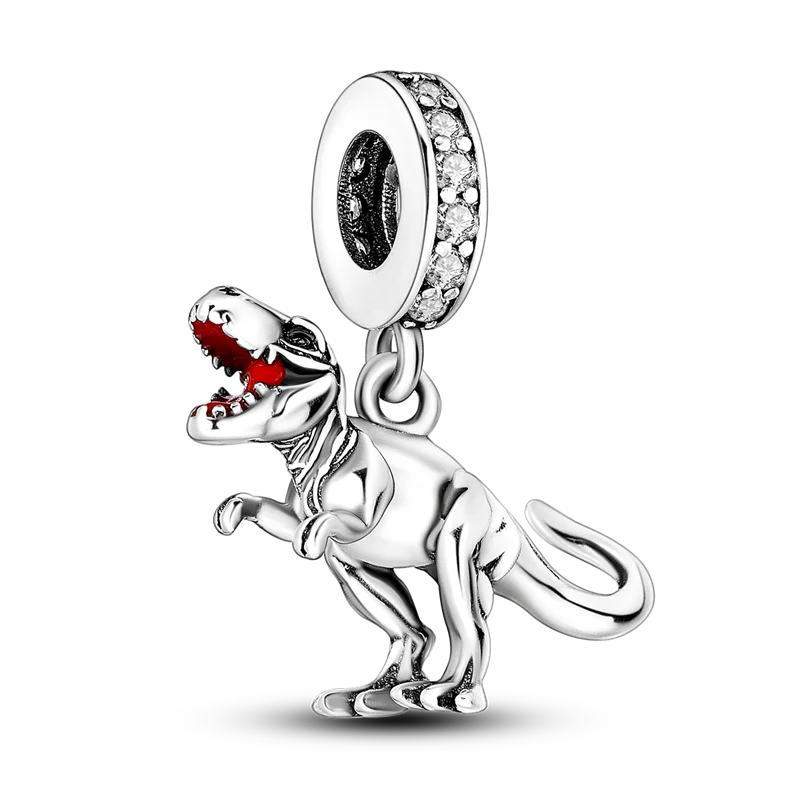 Skanto | 925 Silver Golden Leopard Charm Beads Colorful Chameleon Rhinoceros Lion Scarab Cat Pendant Compatible with Original Pandora Bracelet Jewelry