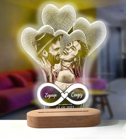 Skanto | Personal 3D Photo Lamp: Custom Photo & Text Night Light - Ideal for Valentine's, Weddings, Anniversaries, Birthday Gifts