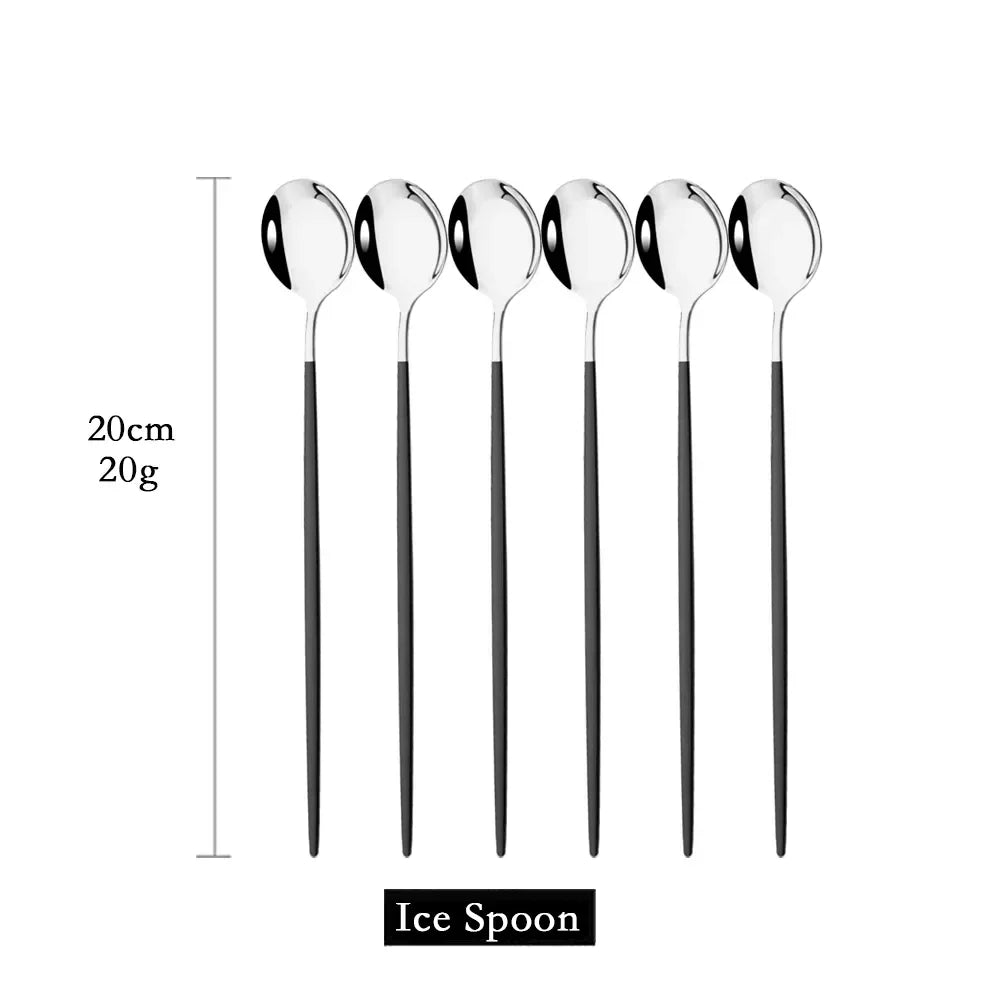 Skanto | Golden 6-Piece Long Handle Spoon Set