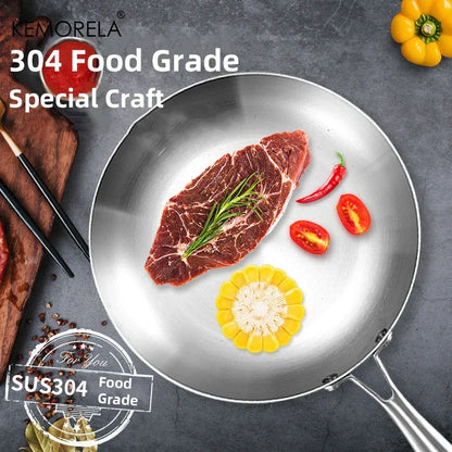 Skanto | Professional Frying Pan - 304 Stainless Steel, 2MM thick 5-layer Steel Pan & Pot