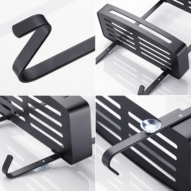 Sleek No-Drill Dual-Layer Shower Organizer Shelf