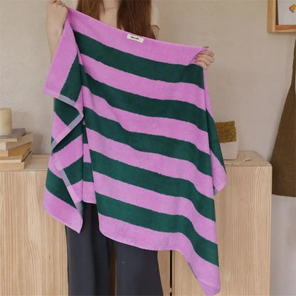 Retro Striped Pure Cotton Towels – Soft & Absorbent | Bowlift