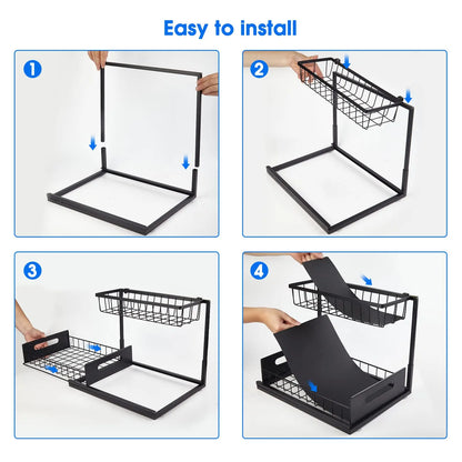 BowLift | 2-Tier Under Sink Sliding Cabinet Organiser – Arlo