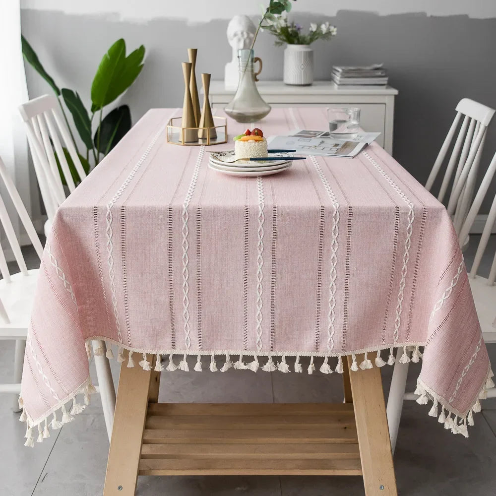 TasseledCharm | Cotton Linen Tablecloth