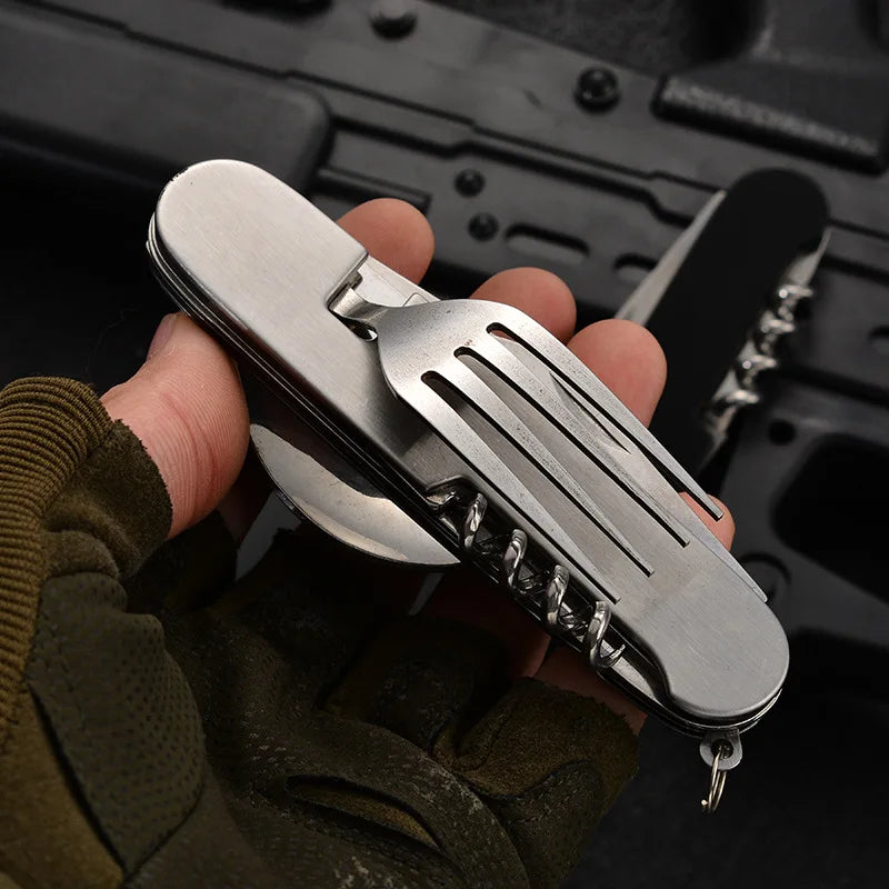 BowLift | OutdoGear 4-in-1 Folding Cutlery | Compact & Multifunctional | Stainless Steel