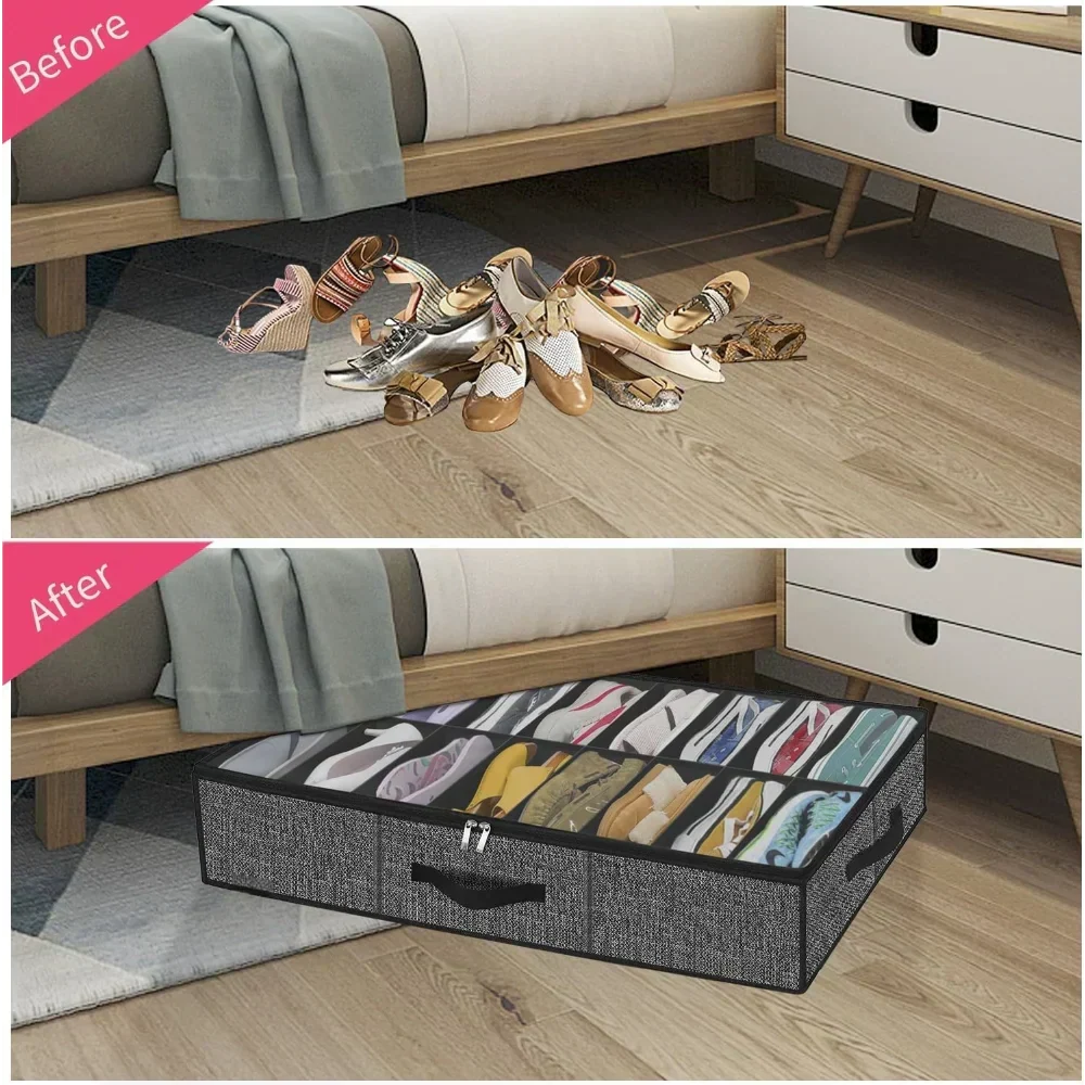 BowLift | OrdiShoe Shoe Organizer | Under Bed Storage | 12 Pairs Capacity | Dustproof & Foldable