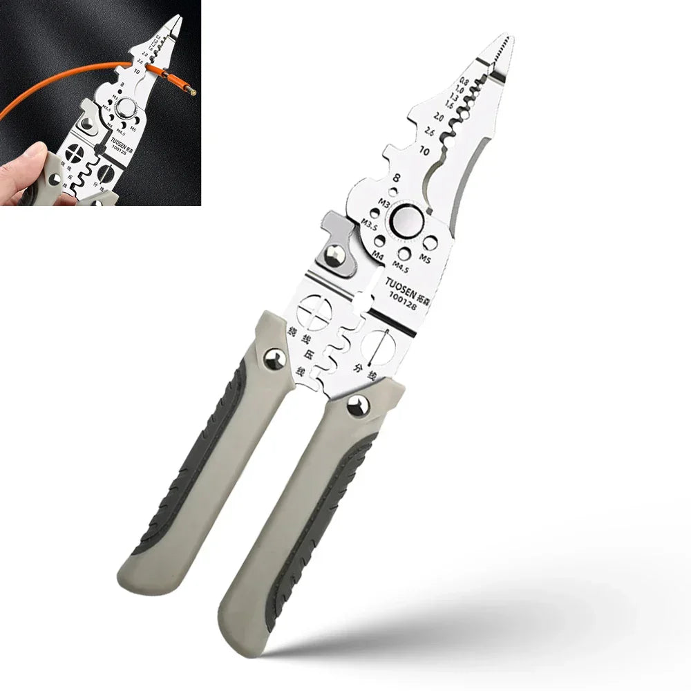 Wire stripper, adjustable crimping pliers, automatic cable cutter tool | Brehn