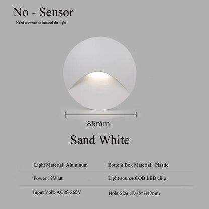 Modern waterproof IP65 LED recessed wall lamp for outdoor lighting - 3W embedded step & stair, balcony, and portal lamp