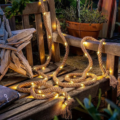 Skanto | Hemp Rope Solar Powered Lamp | Durable Outdoor Lighting for Garden and Patio