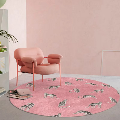 BowLift | Plush Round Leopard Pattern Area Rug – Soft Thickened Floor Mat for Bedroom or Living Room