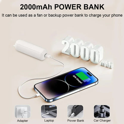 Portable Mini Handheld Fan – Rechargeable foldable pocket fan with battery, cooling handheld fan and power bank function | Karnz