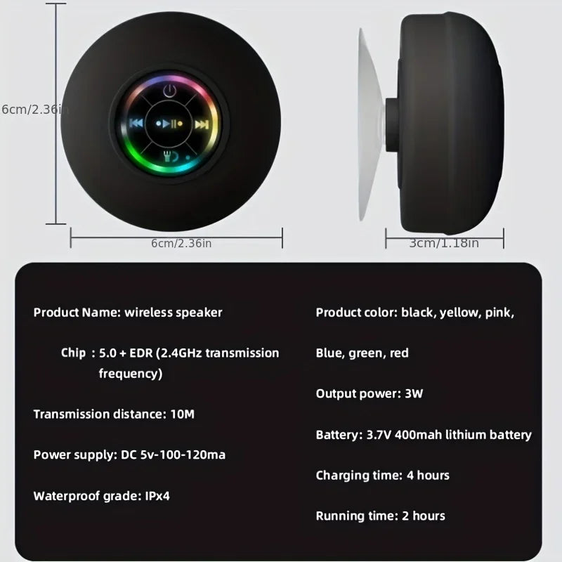 BowLift | Soundplash Shower Speaker | Waterproof & Wireless | With Suction Cup & Bluetooth 5.0