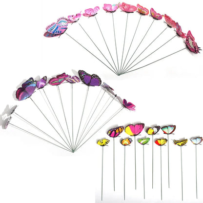 BowLift | FloraViva Butterfly Garden Stakes | Set of 10 | Weatherproof & Colorful | For Beds, Flower Pots & Balcony