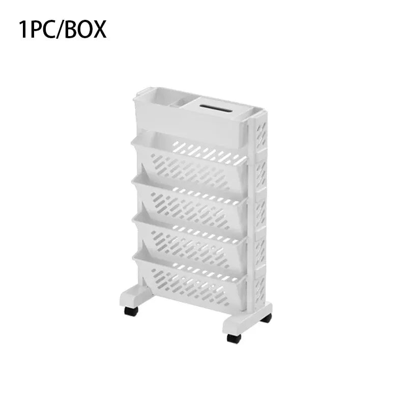 Skanto | Floor Mounted Movable Bookshelf with Wheels - Classroom Desk Storage Shelf Large Capacity, Multi-Layer Book Storage Shelf