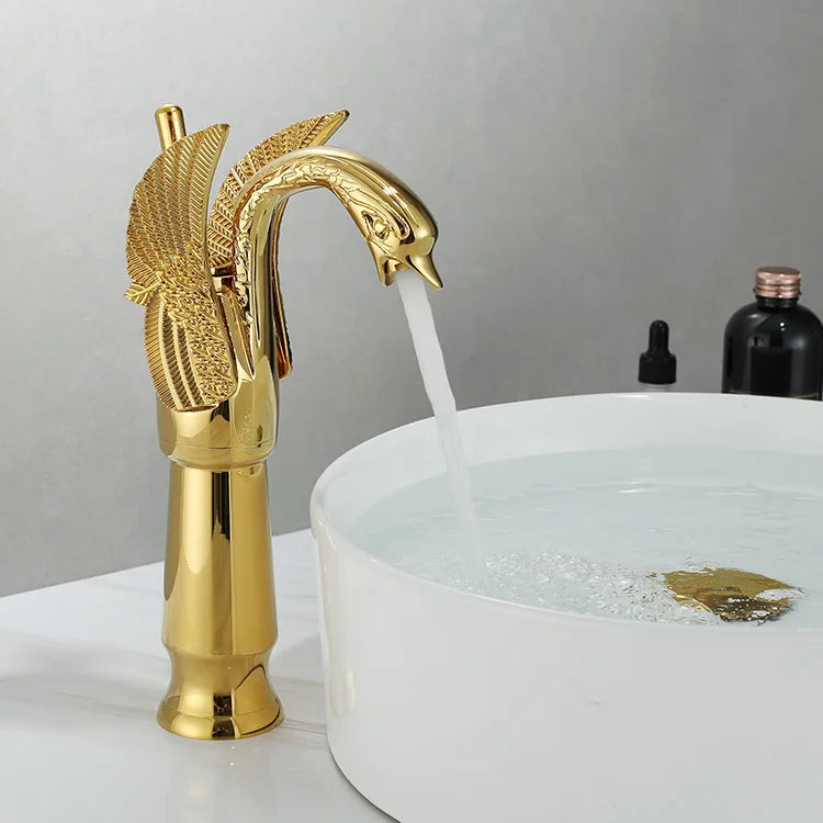 Skanto | Swan Single Handle Gold Basin Faucet