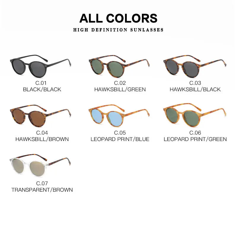 Skanto | Retro Round Polarized Sunglasses Classic Leopard Frame UV400 Fashion Wear Driving Glasses for Men & Women