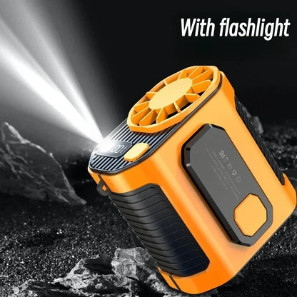 20000mAh Portable Waist Fan - Strong Wind Hanging Neck Fan with Power Bank and LED Lighting for Outdoor Sports and Work | Bowlift