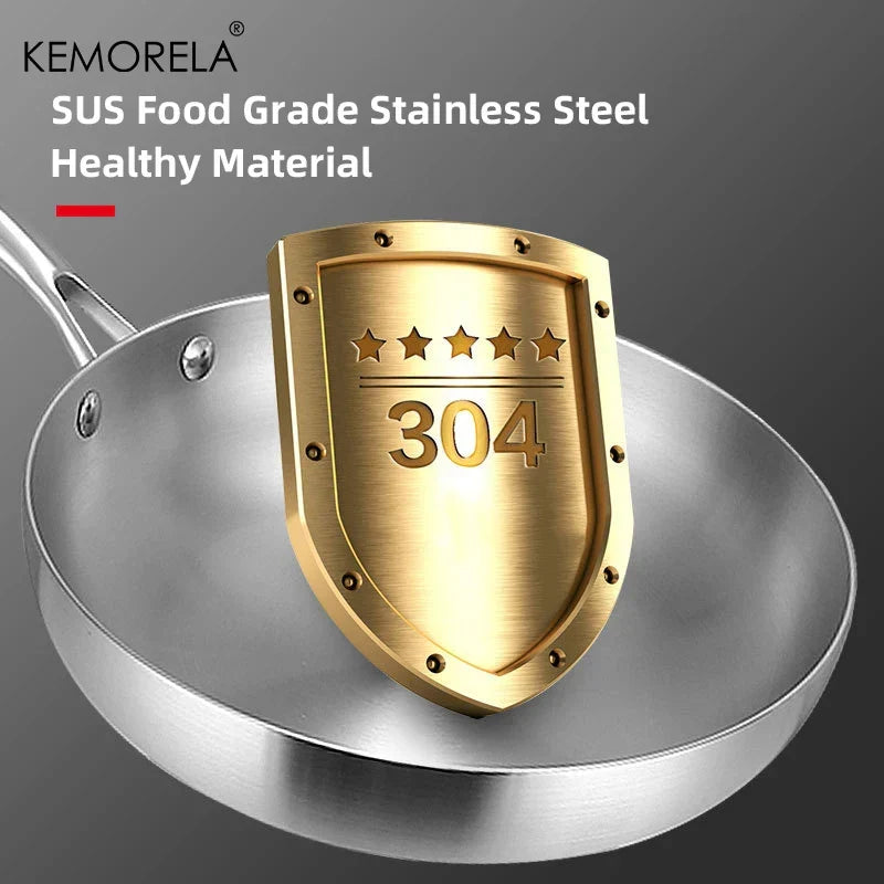 Skanto | Professional Frying Pan - 304 Stainless Steel, 2MM thick 5-layer Steel Pan & Pot