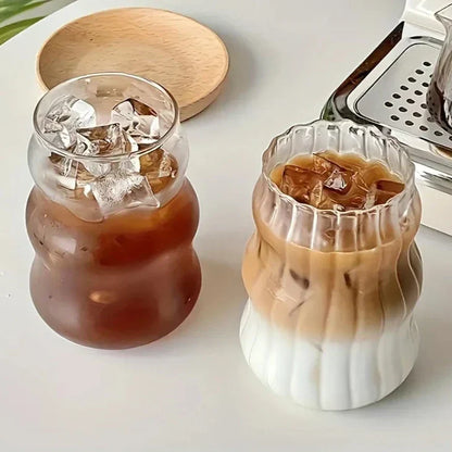 Skanto Heat-Resistant Glass Set | 4 Pieces | Ribbed Design | Double Wall | Elegant Drinking Glasses