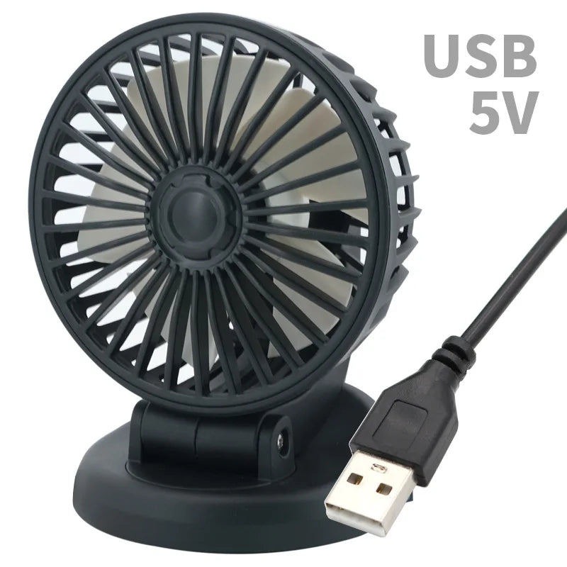 360° Adjustable Car Fan - 3-Head Automotive Electric Fan - USB/12V/24V - 2 Speeds - Quiet Cooling for Home, Desk, Office & Car | Karnz