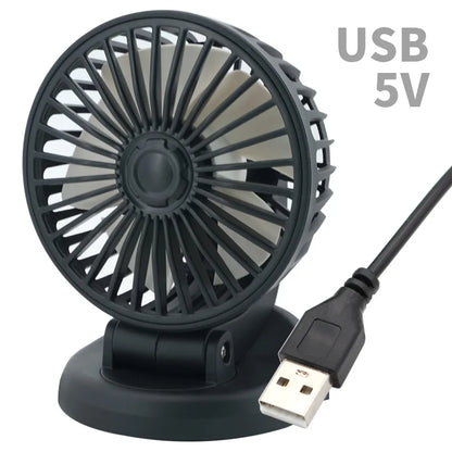 360° Adjustable Car Fan - 3-Head Automotive Electric Fan - USB/12V/24V - 2 Speeds - Quiet Cooling for Home, Desk, Office & Car | Karnz