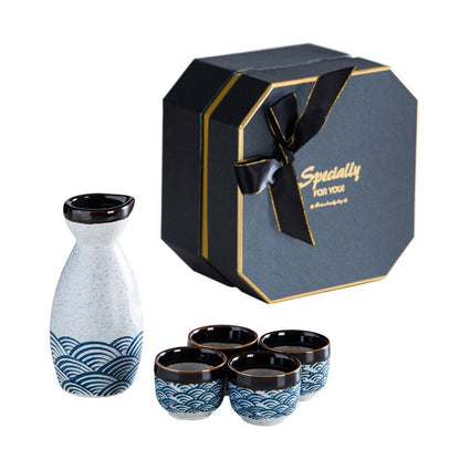 Skanto | Japanese Style Sake Set, Warm Chinese Wine Set, Handmade Ceramic Sake Set for Women