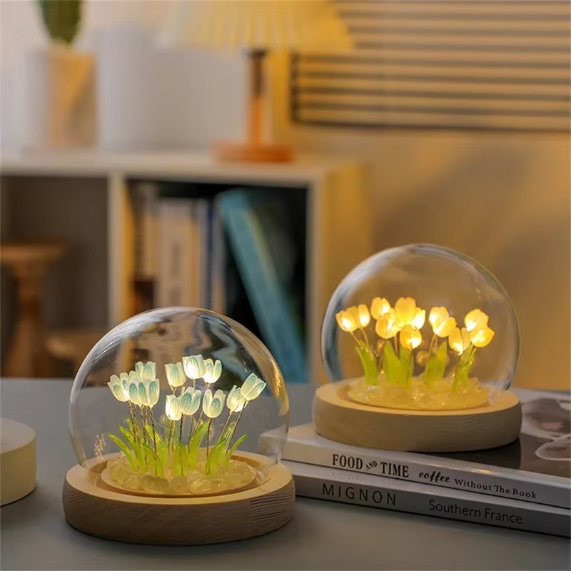 Skanto | Handmade Artificial Tulip LED Night Light Table Lamp for Bedroom and Gift Decor