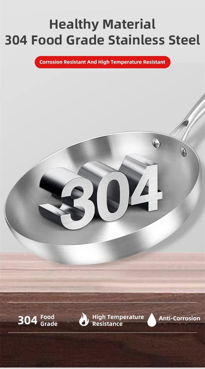 Skanto | Professional Frying Pan - 304 Stainless Steel, 2MM thick 5-layer Steel Pan & Pot