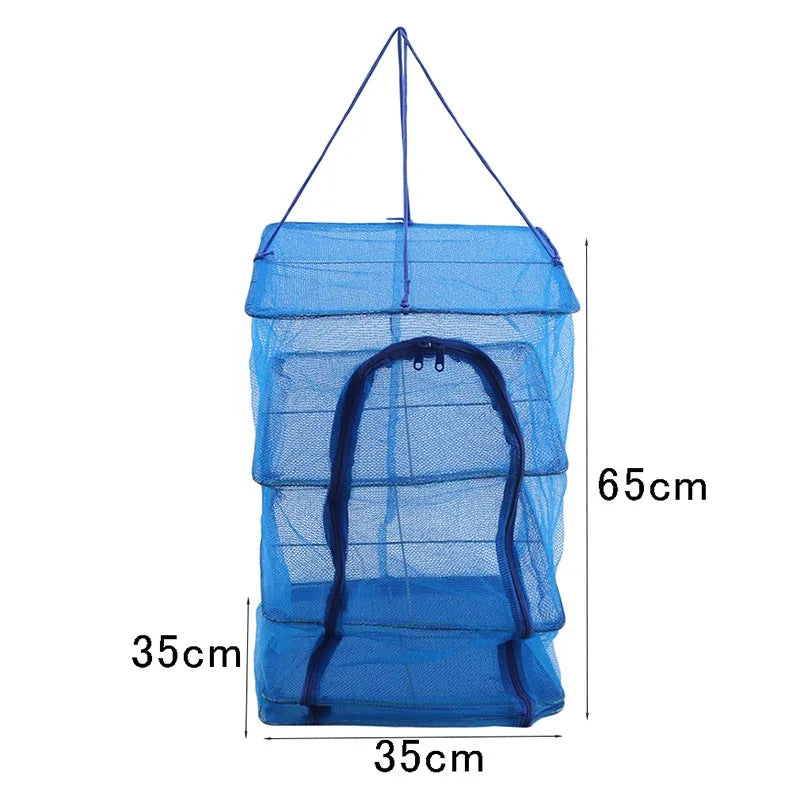 BowLift | Drying Net AeroDry 3X | Collapsible Hanging Basket with 3 Levels | For Fish, Herbs, Vegetables & Plants | 35×35×65 cm