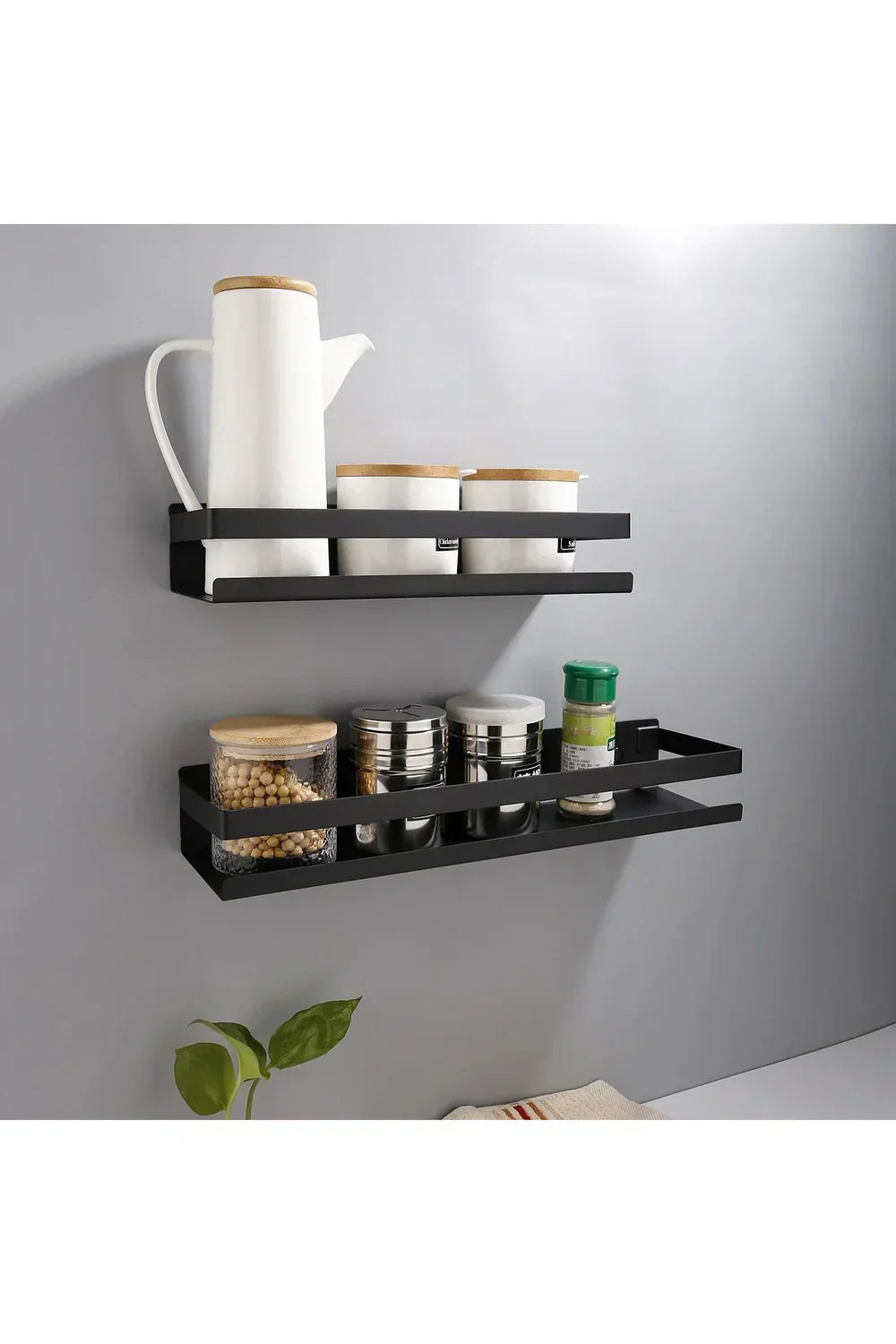 Modern black wall shelves