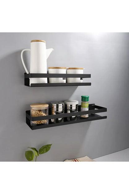 Modern black wall shelves