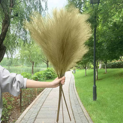 5 Pieces 100 cm Artificial Pampas Grass Dried Flower Bouquet, Decoration for Weddings, Parties, Home, Room, DIY Artificial Plant Decoration Accessories