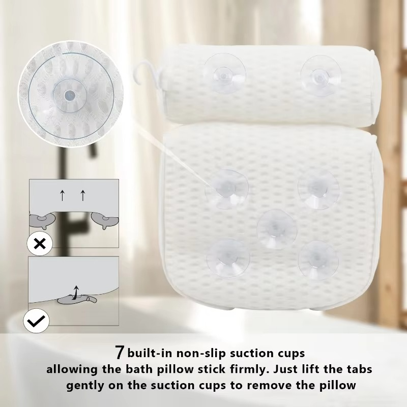 BowLift | Luxury Bath Spa Pillow with Air Mesh Technology for Neck, Head, and Back Support