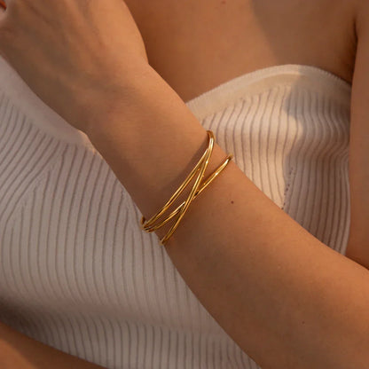 BowLift | 18k Interlaced Trio Bangle Cuff Bracelet