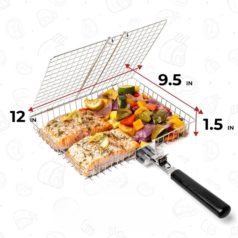 BowLift | BBQGrid | Portable grill grid with handle | Ideal for fish, vegetables & shrimp | Stainless steel