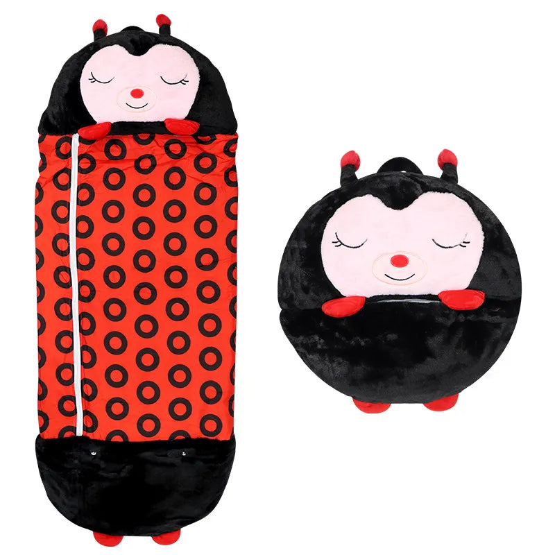 Plush toy and sleeping bag in one for warm, safe nights