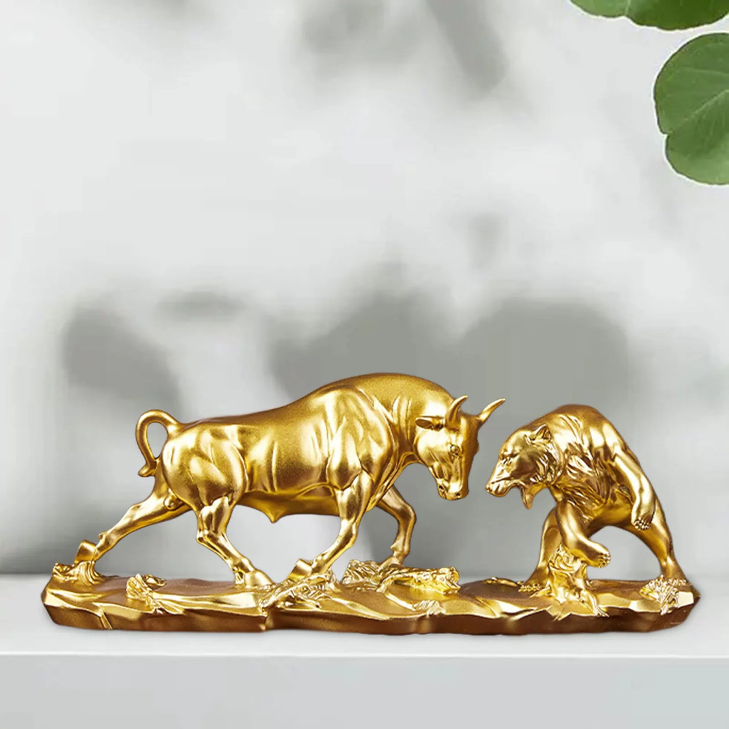 Skanto | Feng Shui Bear and Bull Statue, Bull Figurine, Collection Cow Sculptures Animals