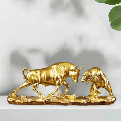 Skanto | Feng Shui Bear and Bull Statue, Bull Figurine, Collection Cow Sculptures Animals