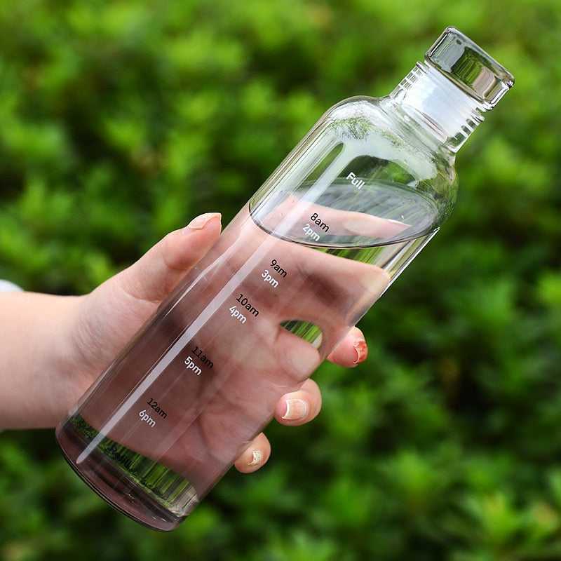 Heat-Resistant Glass Water Bottle – Time Scale Design