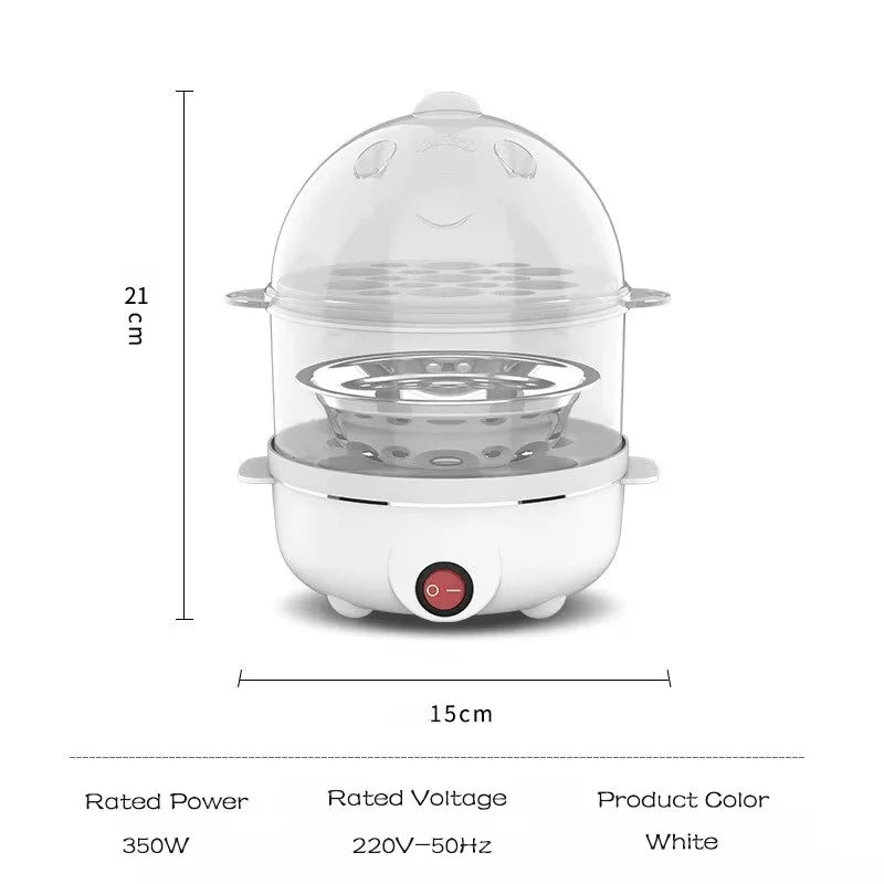 Skanto | 220V Multifunctional Electric Egg Cooker - Double Layer Egg Boiler and Mini Steamer for Kitchen Breakfast