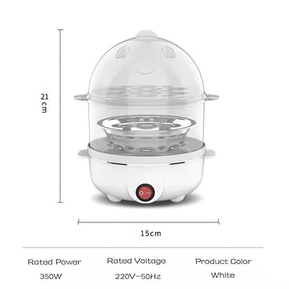 Skanto | 220V Multifunctional Electric Egg Cooker - Double Layer Egg Boiler and Mini Steamer for Kitchen Breakfast