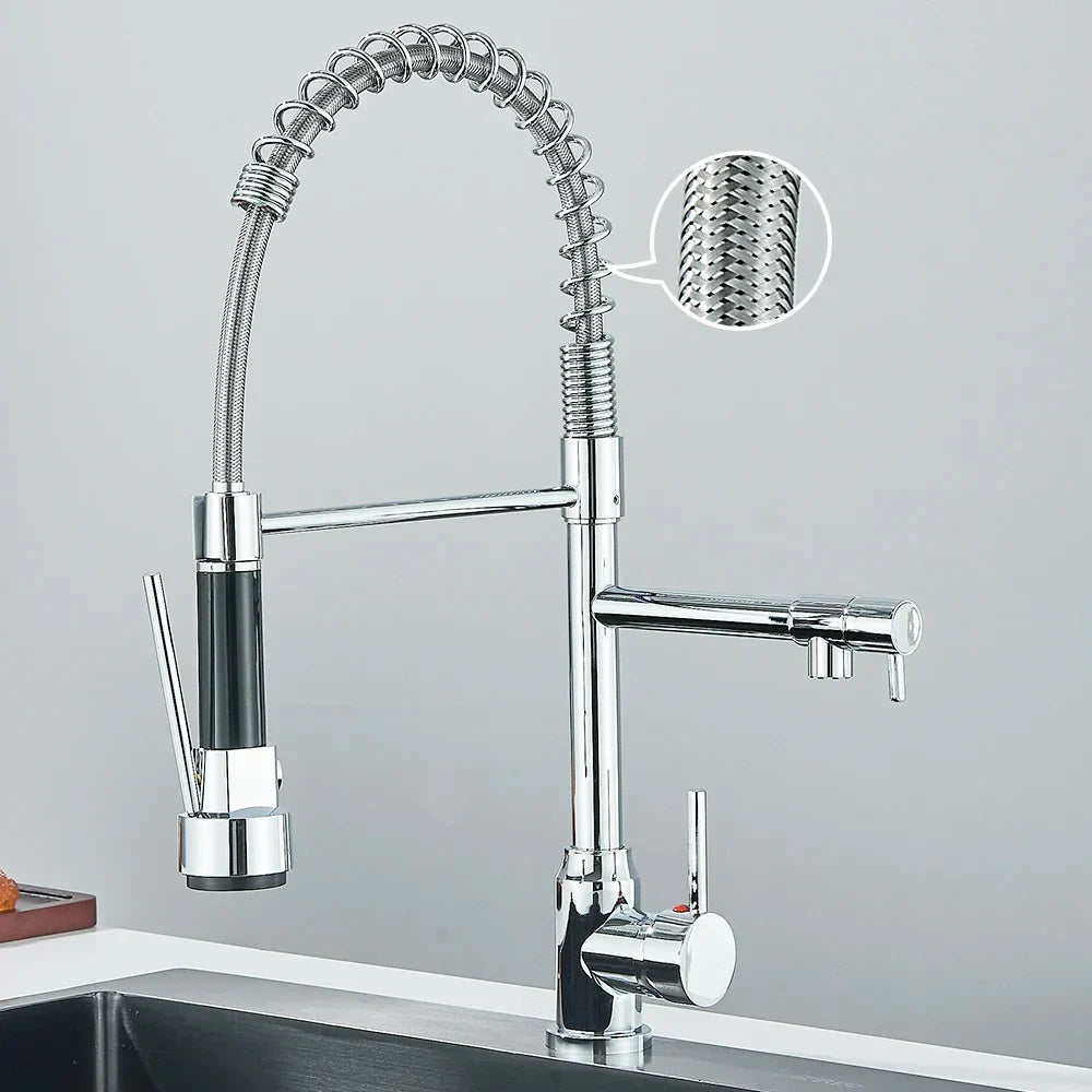 Faucet with Dual Spout – High-Quality Faucet for Flexible Washing, Swiveling, Ideal for Modern Kitchens, Easy to Clean and Simple Installation | Karnz